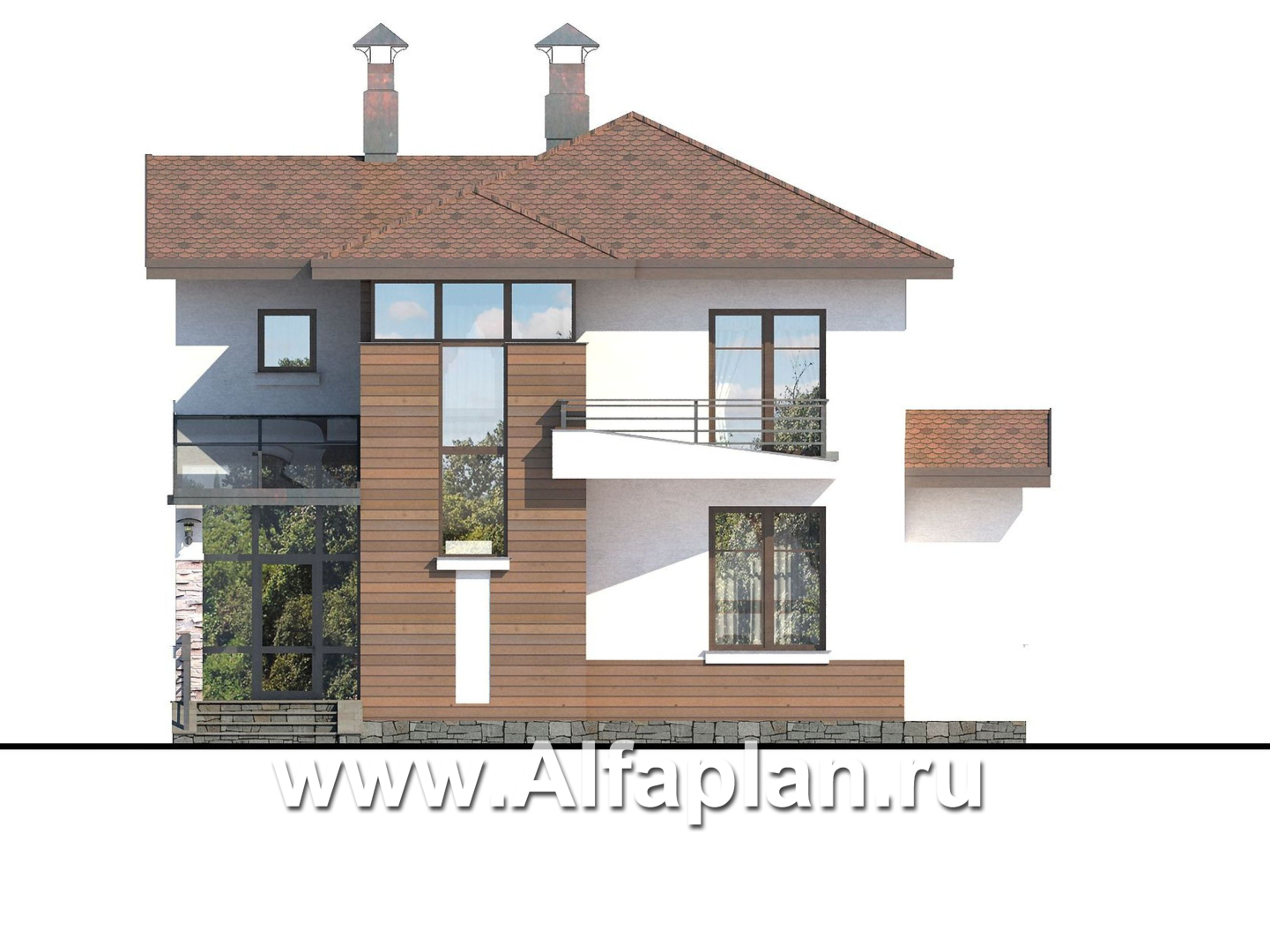 Проекты домов Альфаплан - «Тренд» - современный загородный дом - изображение фасада №1