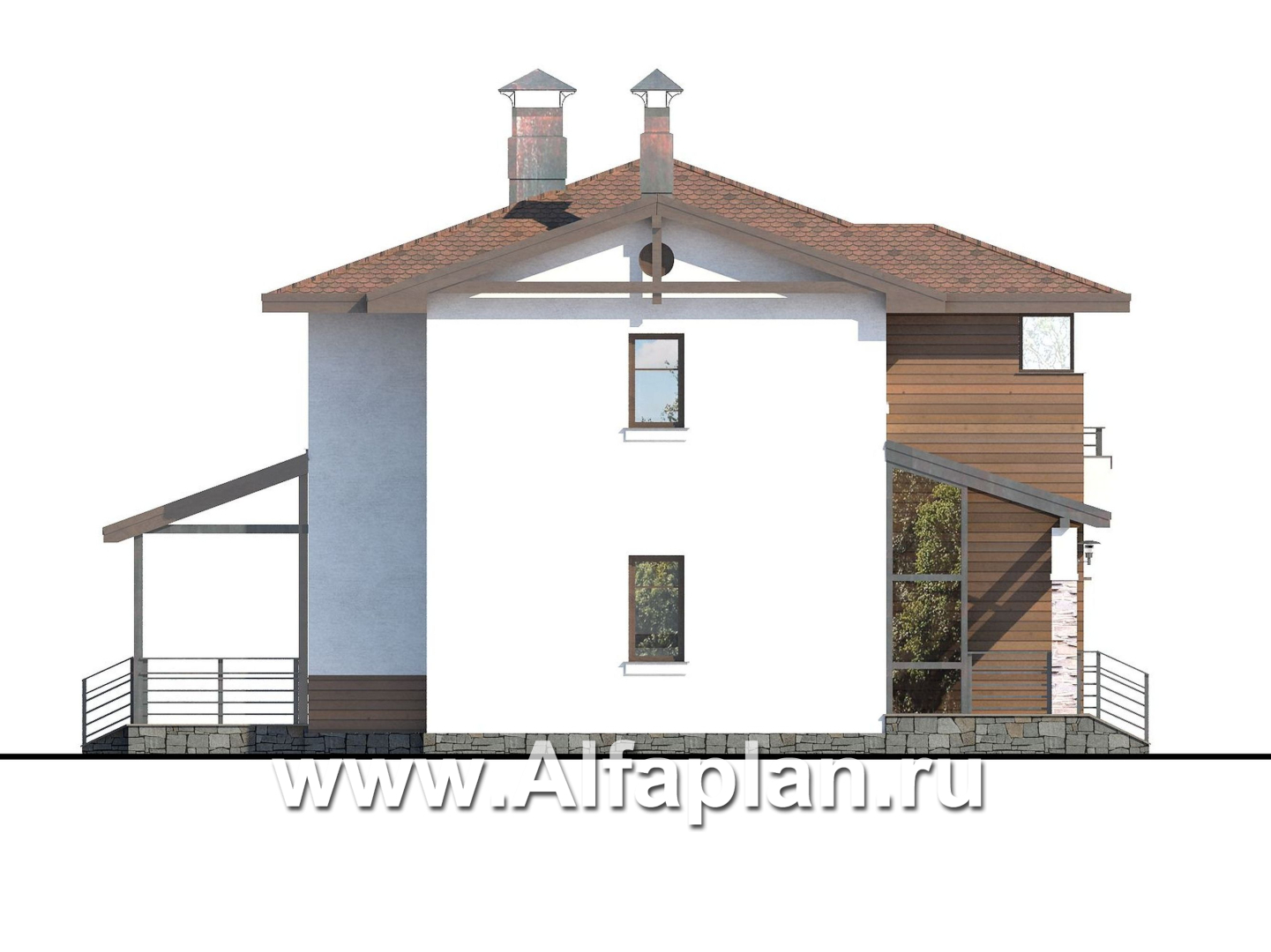 Проекты домов Альфаплан - «Тренд» - современный загородный дом - изображение фасада №3
