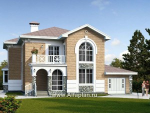 Проекты домов Альфаплан - «Белоостров» - классический коттедж с отличной планировкой - превью основного изображения