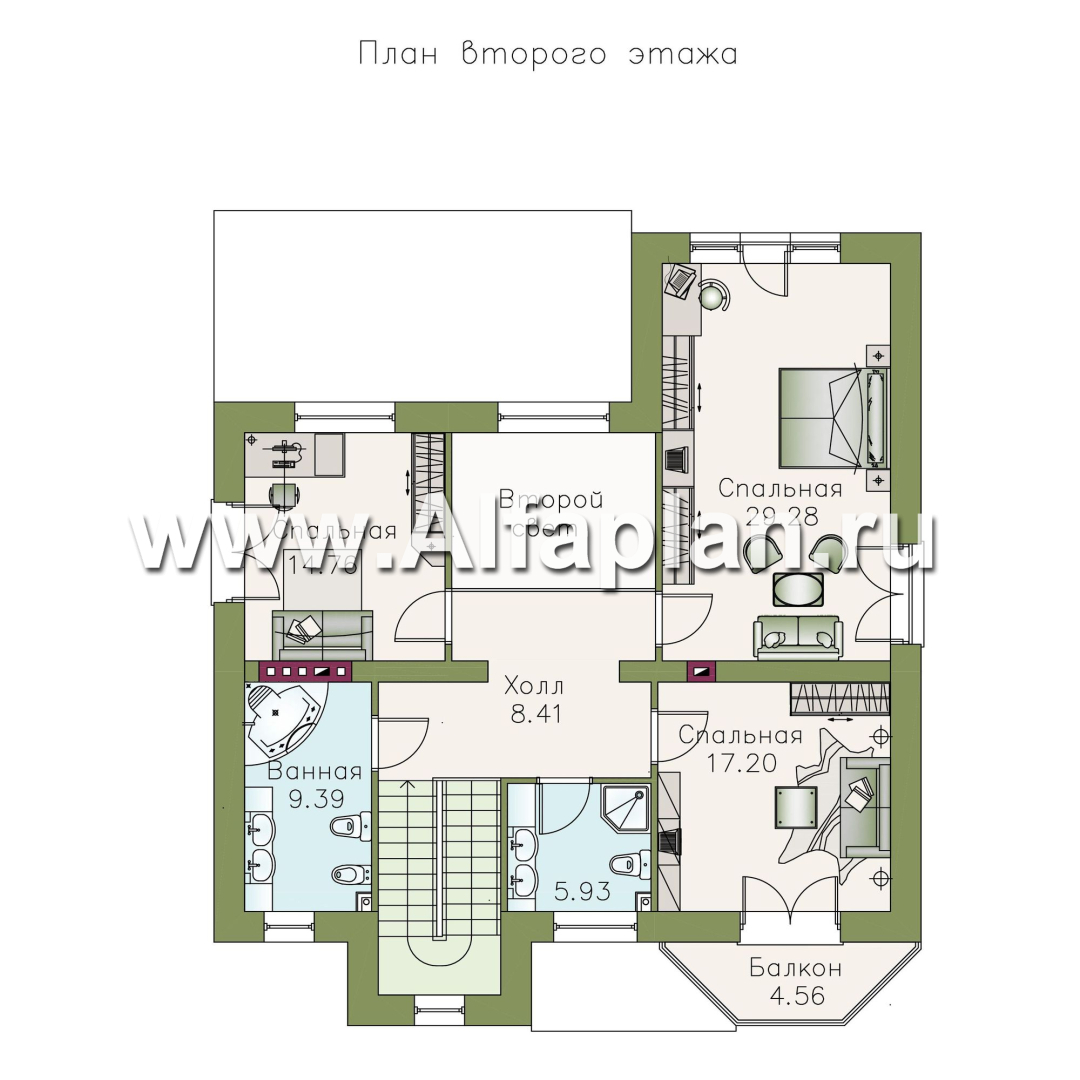 Проекты домов Альфаплан - «Феникс» - Двухэтажный коттедж с компактным планом - изображение плана проекта №2