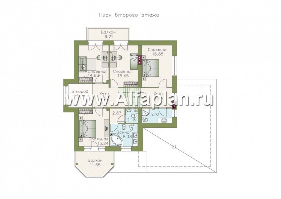 Проекты домов Альфаплан - «Белый ветер» - загородный коттедж с жилой мансардой - превью плана проекта №2