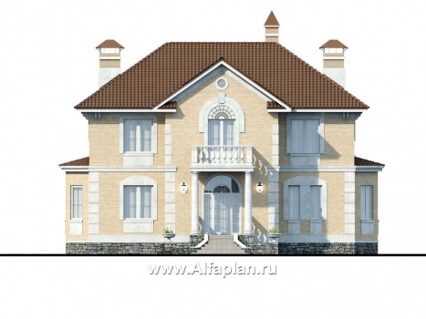 Проекты домов Альфаплан - «Головин»- особняк в стиле Петровских традиций - превью фасада №1