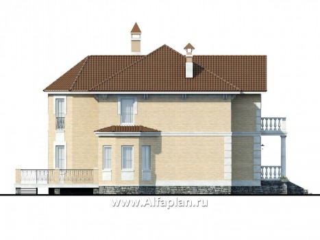 Проекты домов Альфаплан - «Головин»- особняк в стиле Петровских традиций - превью фасада №3