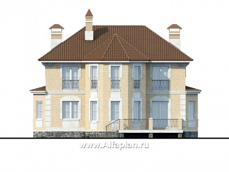 Проекты домов Альфаплан - «Головин»- особняк в стиле Петровских традиций - превью фасада №4