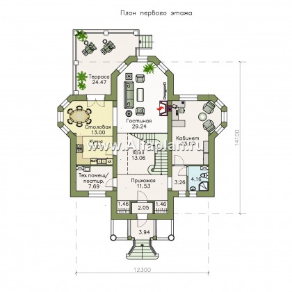 Проекты домов Альфаплан - «Головин»- особняк в стиле Петровских традиций - превью плана проекта №1