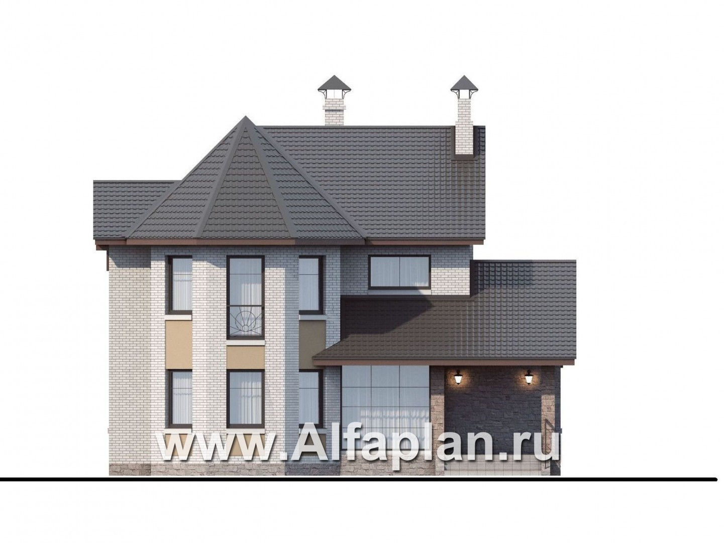 Проекты домов Альфаплан - «Чистые пруды» - компактный дом со вторым светом - изображение фасада №1
