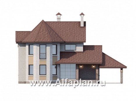 Проекты домов Альфаплан - «Чистые пруды»- компактный дом с гаражом - превью фасада №1