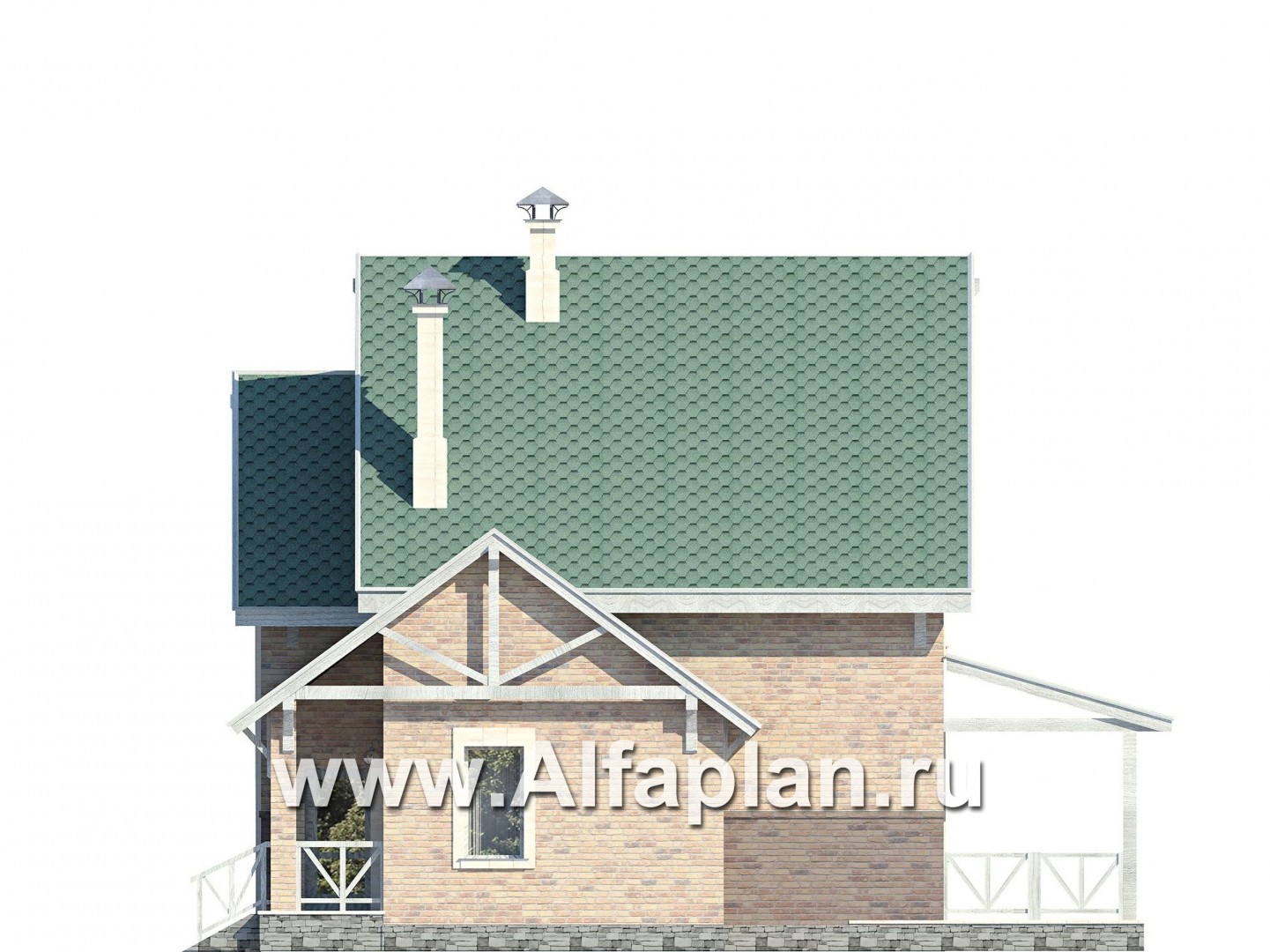 Проекты домов Альфаплан - «Новая пристань» - дом из газобетона для удобной загородной жизни - изображение фасада №2