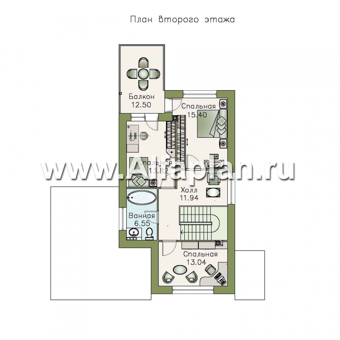 Проекты домов Альфаплан - «Гольфстрим»- компактный дом с навесом для авто - изображение плана проекта №2