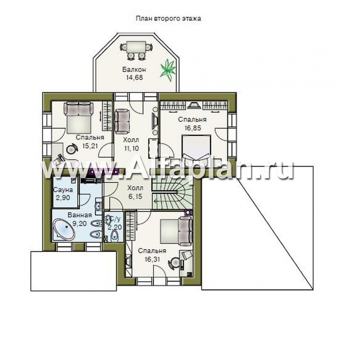 Проекты домов Альфаплан - «Палома» - респектабельный  особняк с большим гаражом - изображение плана проекта №2