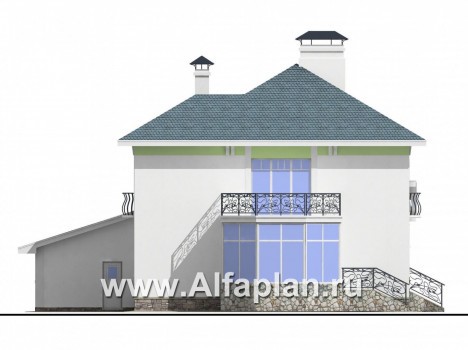 Проекты домов Альфаплан - «Палома» - респектабельный  особняк с большим гаражом - превью фасада №4