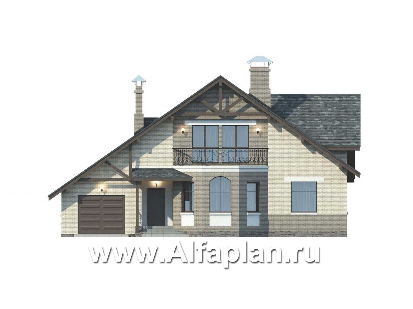 Проекты домов Альфаплан - «Бавария» - шале с комфортной планировкой - изображение фасада №1