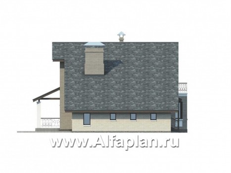 Проекты домов Альфаплан - «Бавария» - шале с комфортной планировкой - превью фасада №3