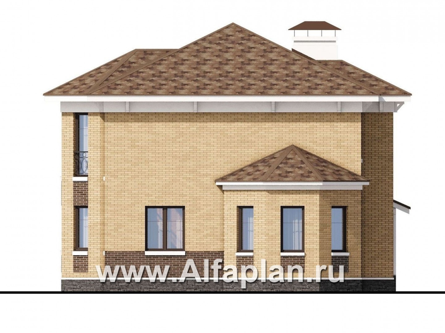 Проекты домов Альфаплан - «Классика»- двухэтажный особняк с эркером - изображение фасада №2