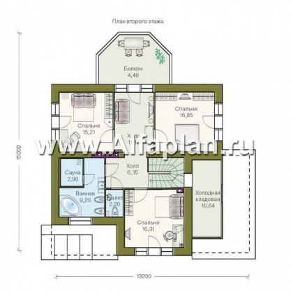 Проекты домов Альфаплан - Загородный дом с компактным планом - превью плана проекта №2