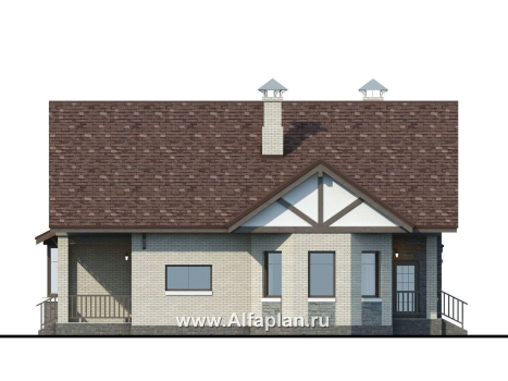 Проекты домов Альфаплан - «Зальцбург»- рациональный дом с навесом для машины - превью фасада №3