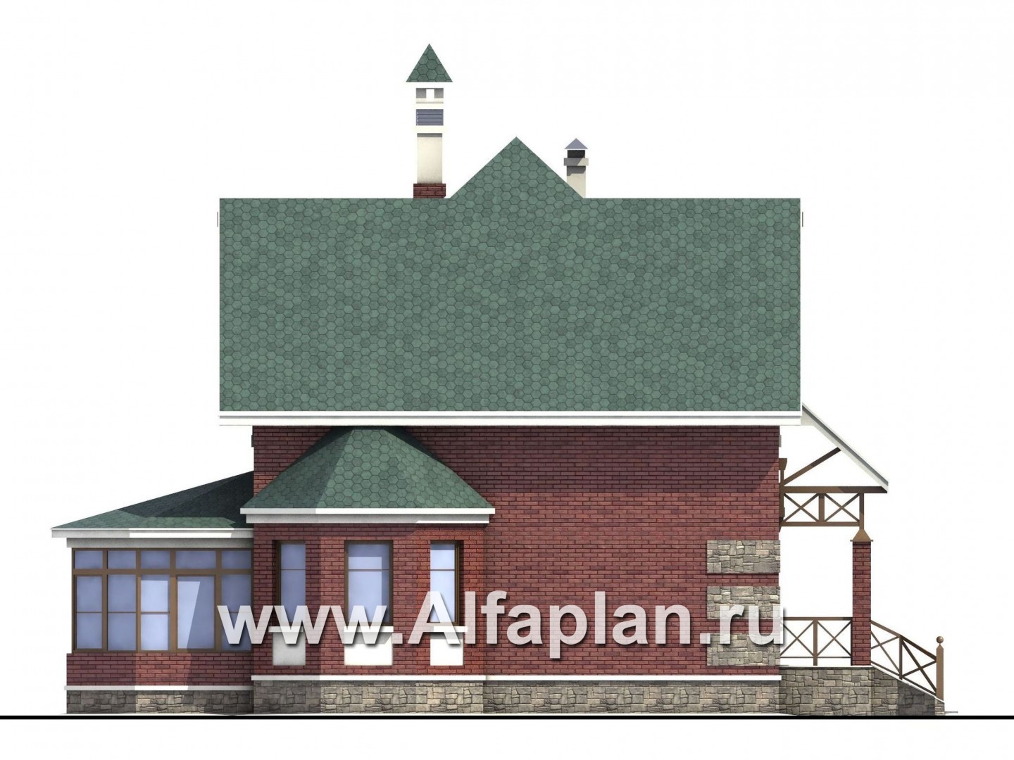 Проекты домов Альфаплан - «Магистр» - двухэтажный  дом с эркером - изображение фасада №3