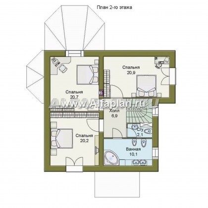 Проекты домов Альфаплан - «Магистр» - двухэтажный  дом с эркером - превью плана проекта №2