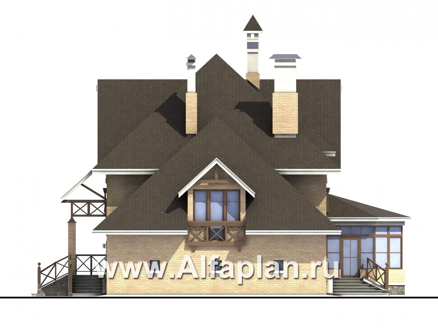 Проекты домов Альфаплан - «Магистр» - респектабельный коттедж с гаражом - изображение фасада №2