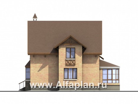 Проекты домов Альфаплан - «Вива Бе» - рациональный дом с навесом для машины - превью фасада №2
