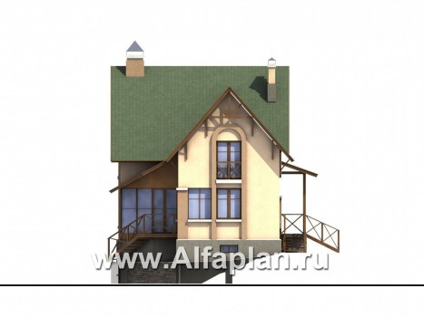 Проекты домов Альфаплан - «Яблоко» - дом для узкого участка с рельефом - превью фасада №2