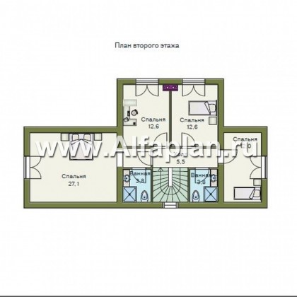 Проекты домов Альфаплан - «Яблоко» - дом для узкого участка с рельефом - превью плана проекта №3