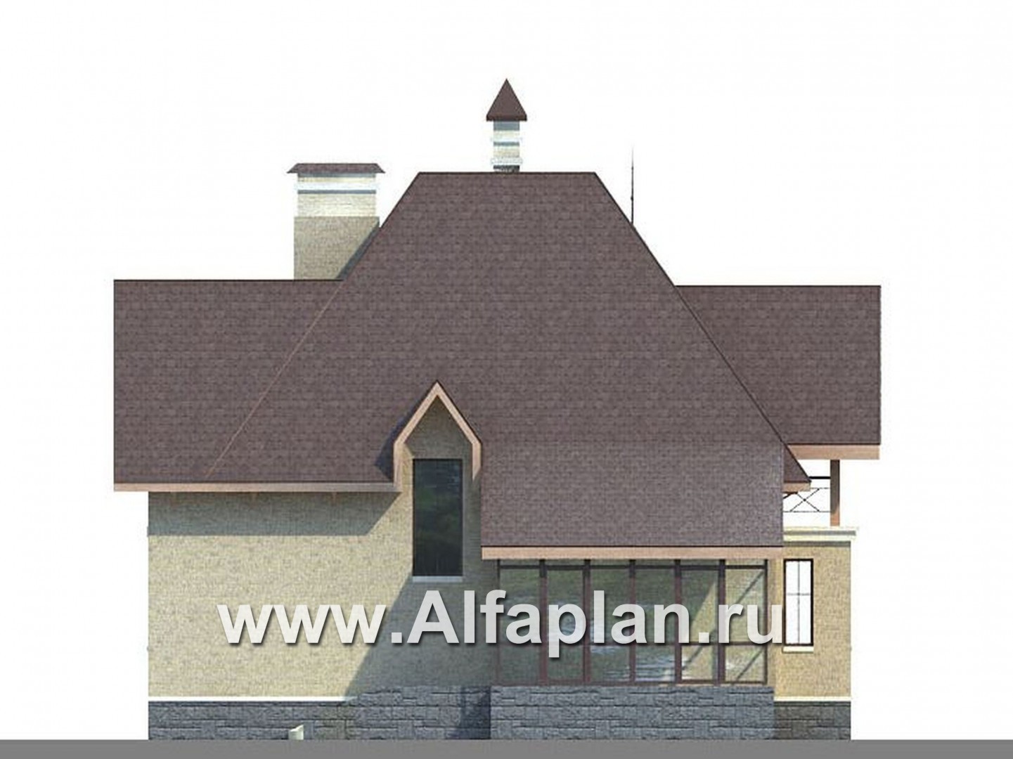 Проекты домов Альфаплан - «Авалон» - коттедж с полукруглым эркером - изображение фасада №3