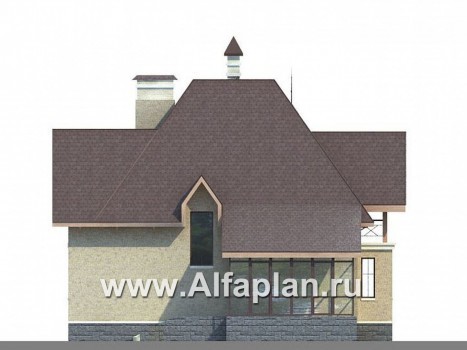 Проекты домов Альфаплан - «Авалон» - коттедж с полукруглым эркером - превью фасада №3