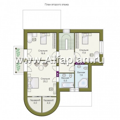 Проекты домов Альфаплан - «Авалон» - коттедж с полукруглым эркером - превью плана проекта №2