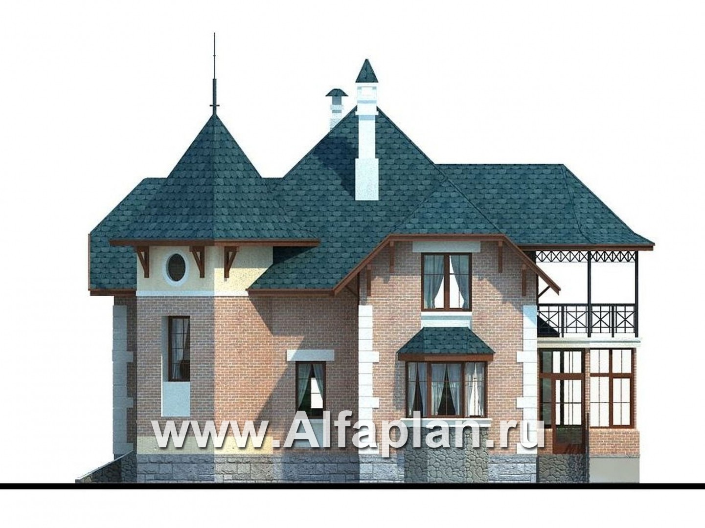 Проекты домов Альфаплан - «Баттерфляй» - коттедж для углового участка - изображение фасада №2