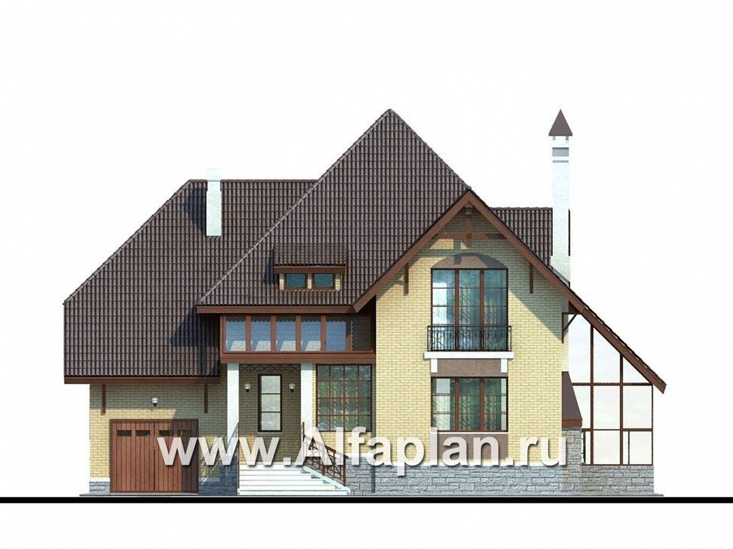 Проекты домов Альфаплан - «Суперстилиса» - удобный дом с рациональной планировкой - изображение фасада №1