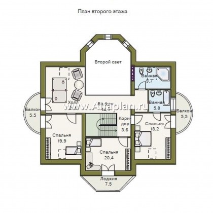 Проекты домов Альфаплан - «Белта» - респектабельный двухэтажный особняк - превью плана проекта №2