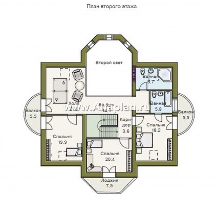 Проекты домов Альфаплан - «Белта» -  двухэтажный коттедж в романтическом стиле - превью плана проекта №2