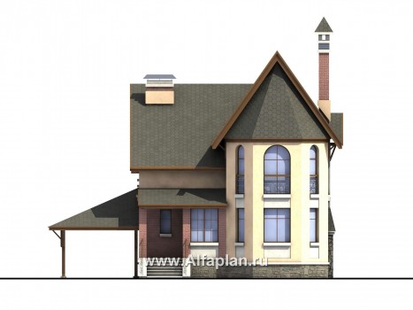 Проекты домов Альфаплан - «Аристо» - компактный дом с навесом для машины - превью фасада №1