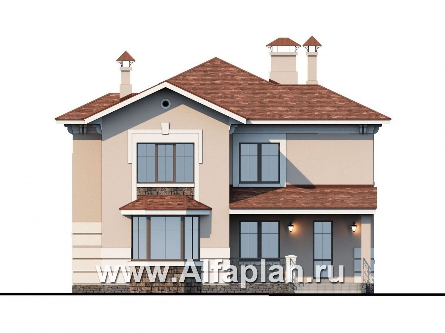Проекты домов Альфаплан - «Белоостров»-  коттедж с удобной планировкой - изображение фасада №4