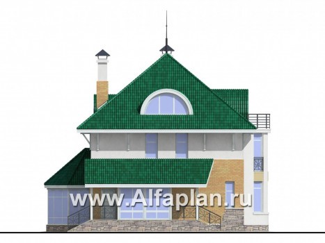 Проекты домов Альфаплан - «Петит» - проект двухэтажного загородного дома с просторной мансардой - превью фасада №3