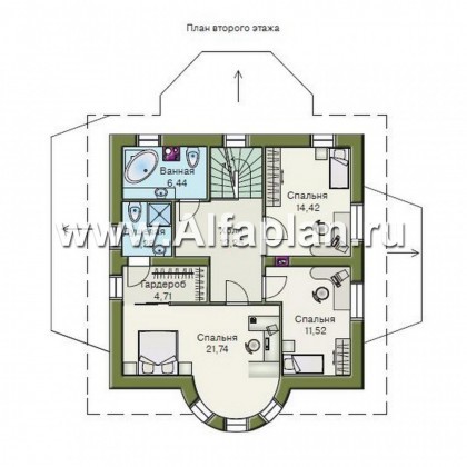 Проекты домов Альфаплан - «Петит» - проект двухэтажного загородного дома с просторной мансардой - превью плана проекта №2