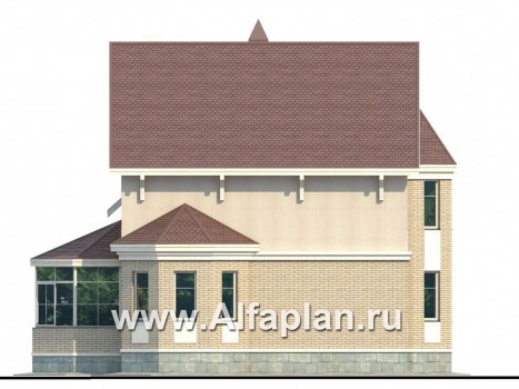 Проекты домов Альфаплан - «Успех» -двухэтажный дом  с верандой и эркером - превью фасада №3