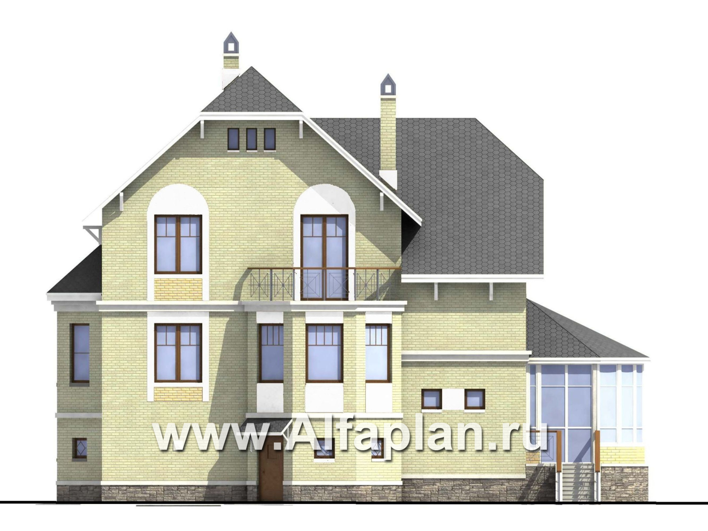Проекты домов Альфаплан - «Верона» - респектабельный коттедж с гаражом - изображение фасада №4