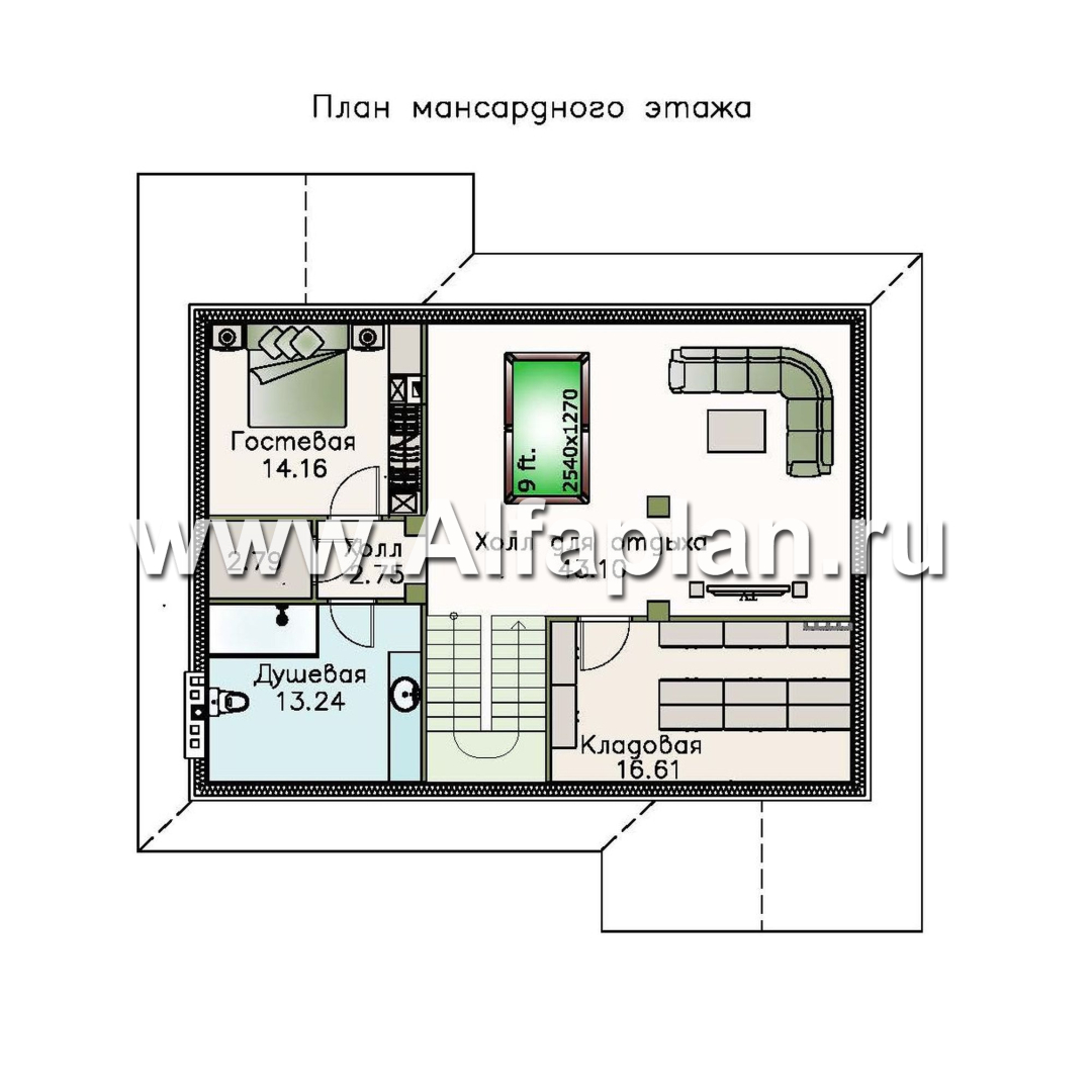Проекты домов Альфаплан - «Айвенго»- двуxэтажный особняк для большой семьи с жилой мансардой - план проекта №3