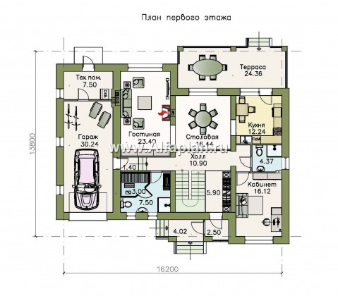 Проекты домов Альфаплан - «Айвенго» — особняк для большой семьи с жилой мансардой и гаражом - превью плана проекта №1