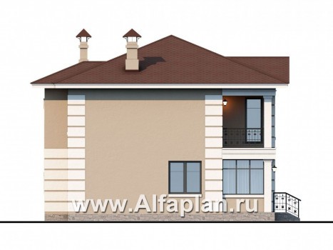 Проекты домов Альфаплан - «Знаменка»- удобный коттедж с навесом для машины - превью фасада №3