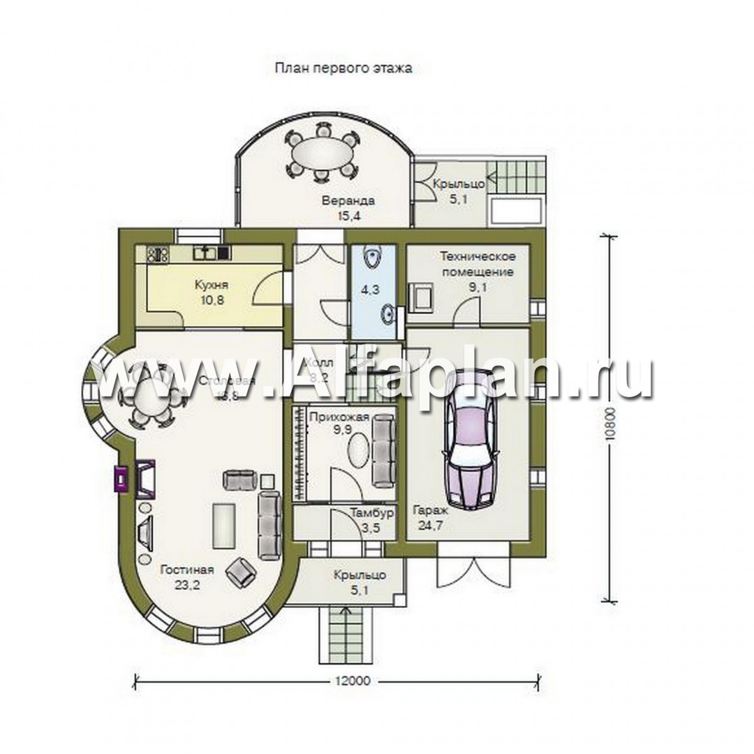 Проекты домов Альфаплан - «Онегин» - представительный загородный дом в стиле замка - изображение плана проекта №1