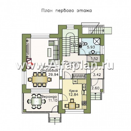 Проекты домов Альфаплан - «Знаменка плюс» - удобный и компактный коттедж с цоколем - превью плана проекта №2