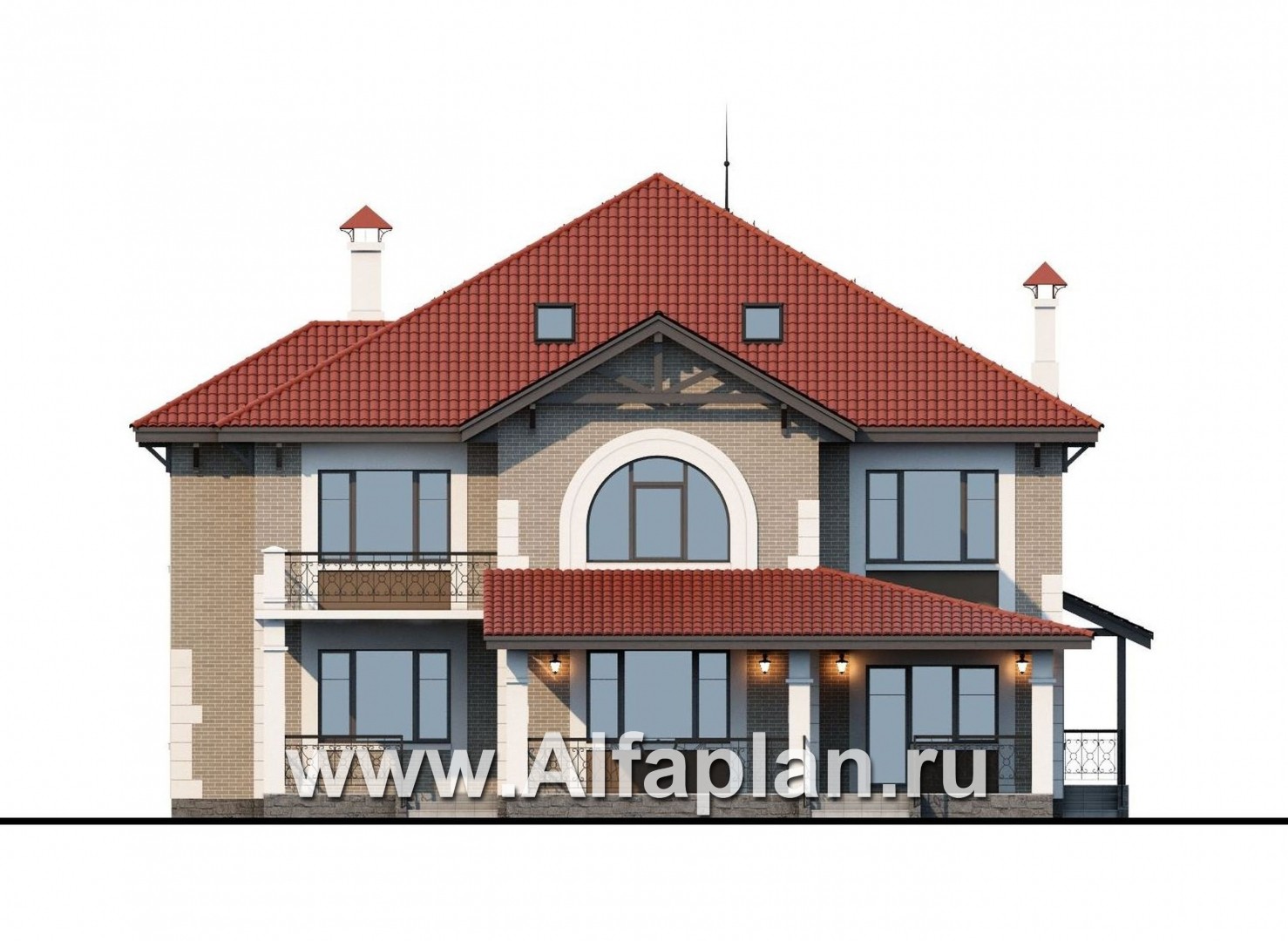 Проекты домов Альфаплан - «Демидов» - респектабельный особняк, в котором есть ВСЕ.... - изображение фасада №4