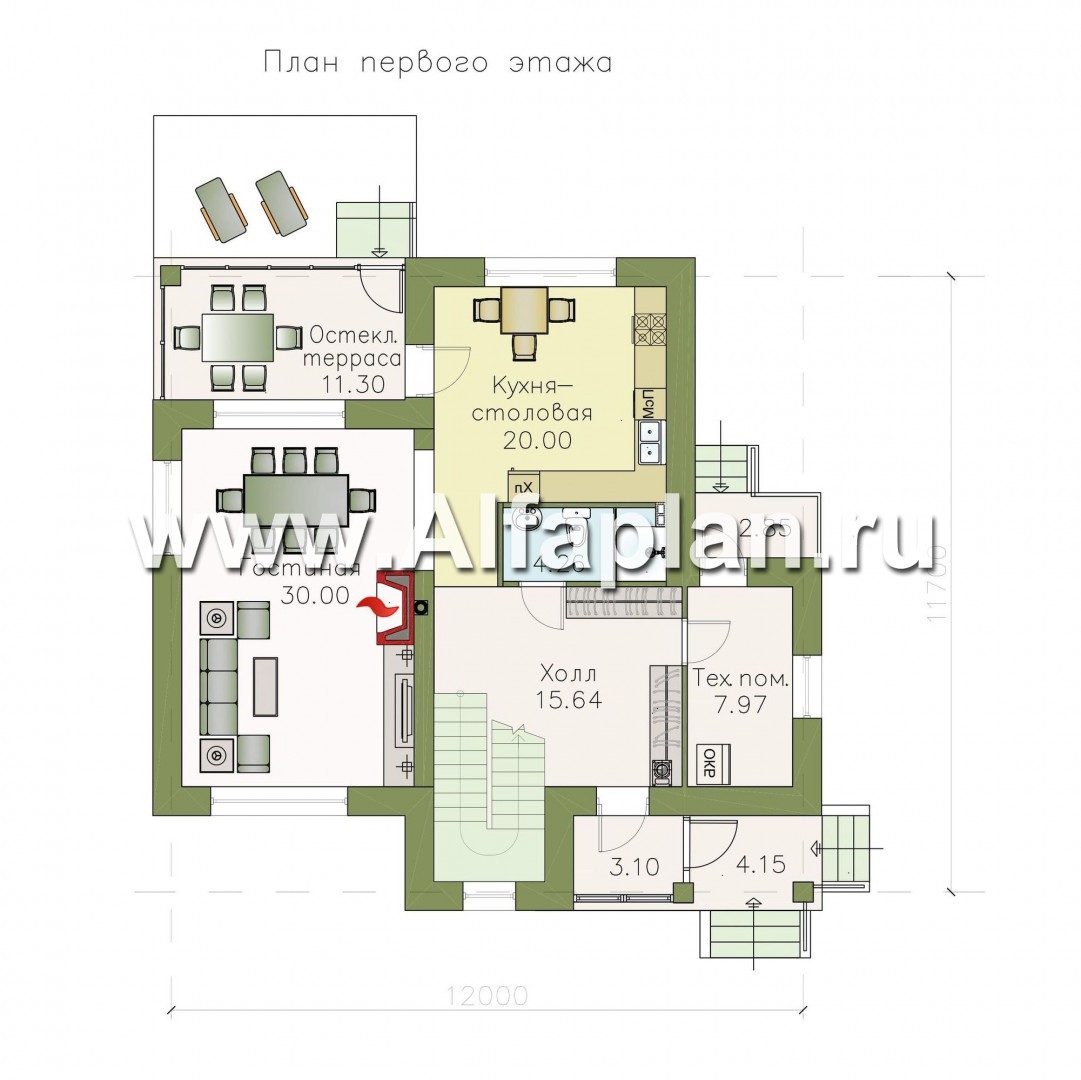 Проекты домов Альфаплан - «Госпожа Буонасье» - компактный коттедж с жилой мансардой - изображение плана проекта №1