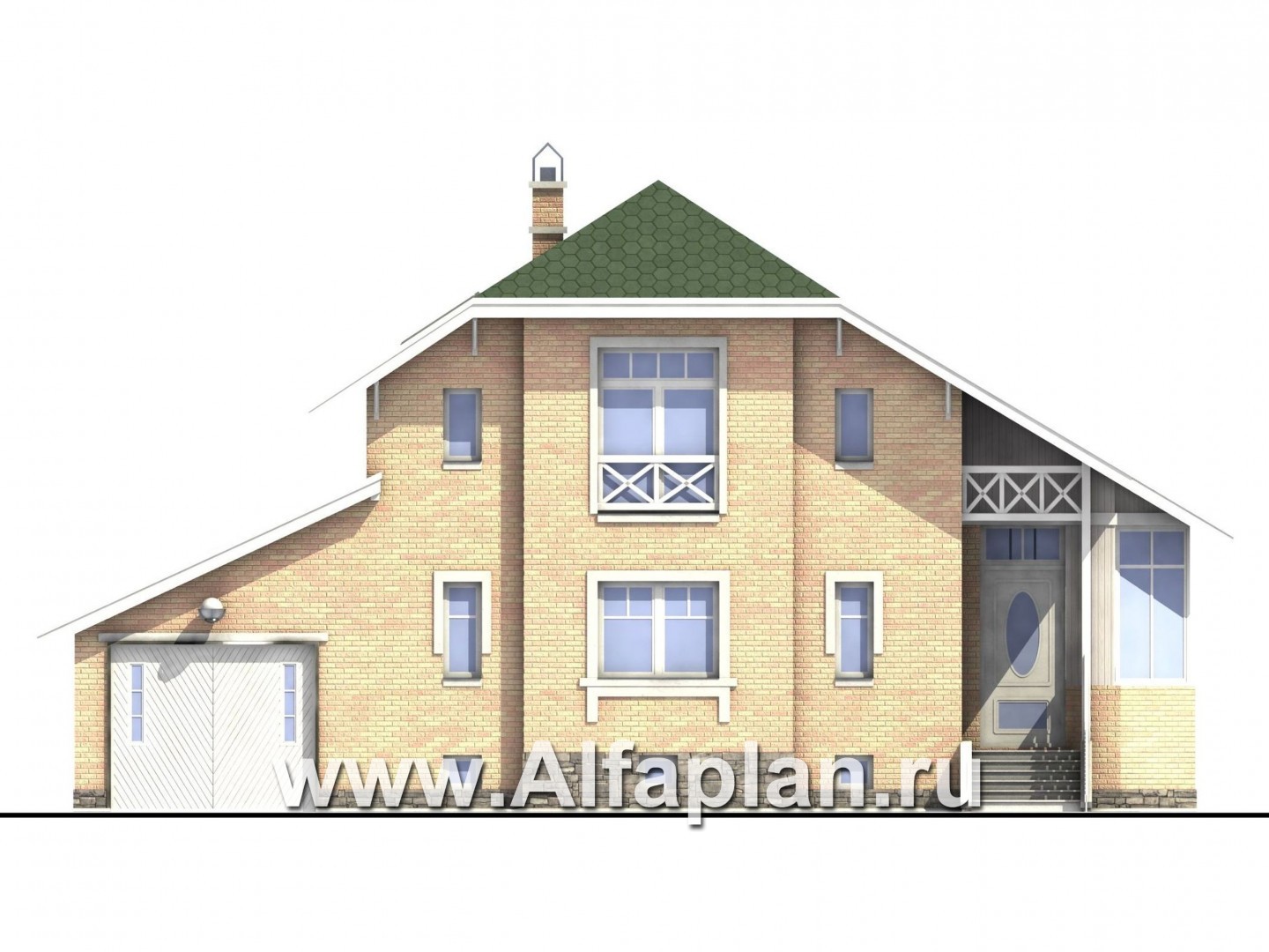 Проекты домов Альфаплан - «Стиль»  - экономичный коттедж с подвалом - изображение фасада №1