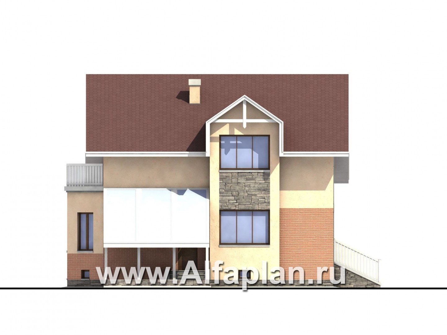 Проекты домов Альфаплан - «Конформ» - экономичный и комфортабельный дом - изображение фасада №3