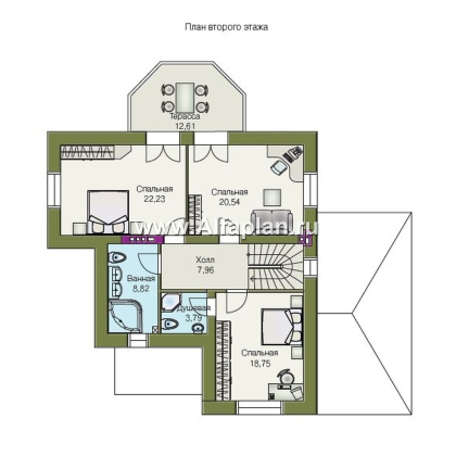 Проекты домов Альфаплан - «Приорат» - элегантный проект коттеджа - превью плана проекта №2