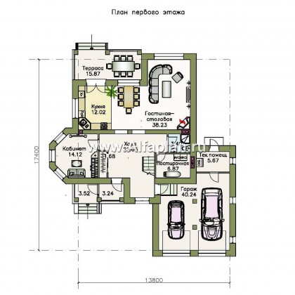 Проекты домов Альфаплан - «Маленький принц»- комфортабельный двухэтажный дом с террасой над гаражом - превью плана проекта №1